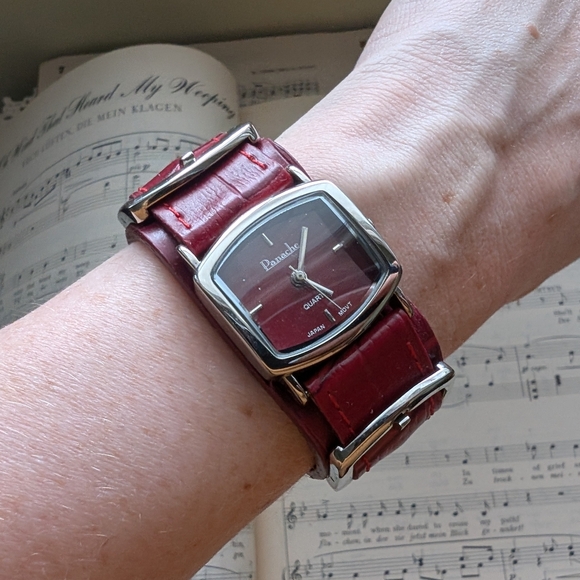 Pascal Red Leather Watch - Picture 1 of 10